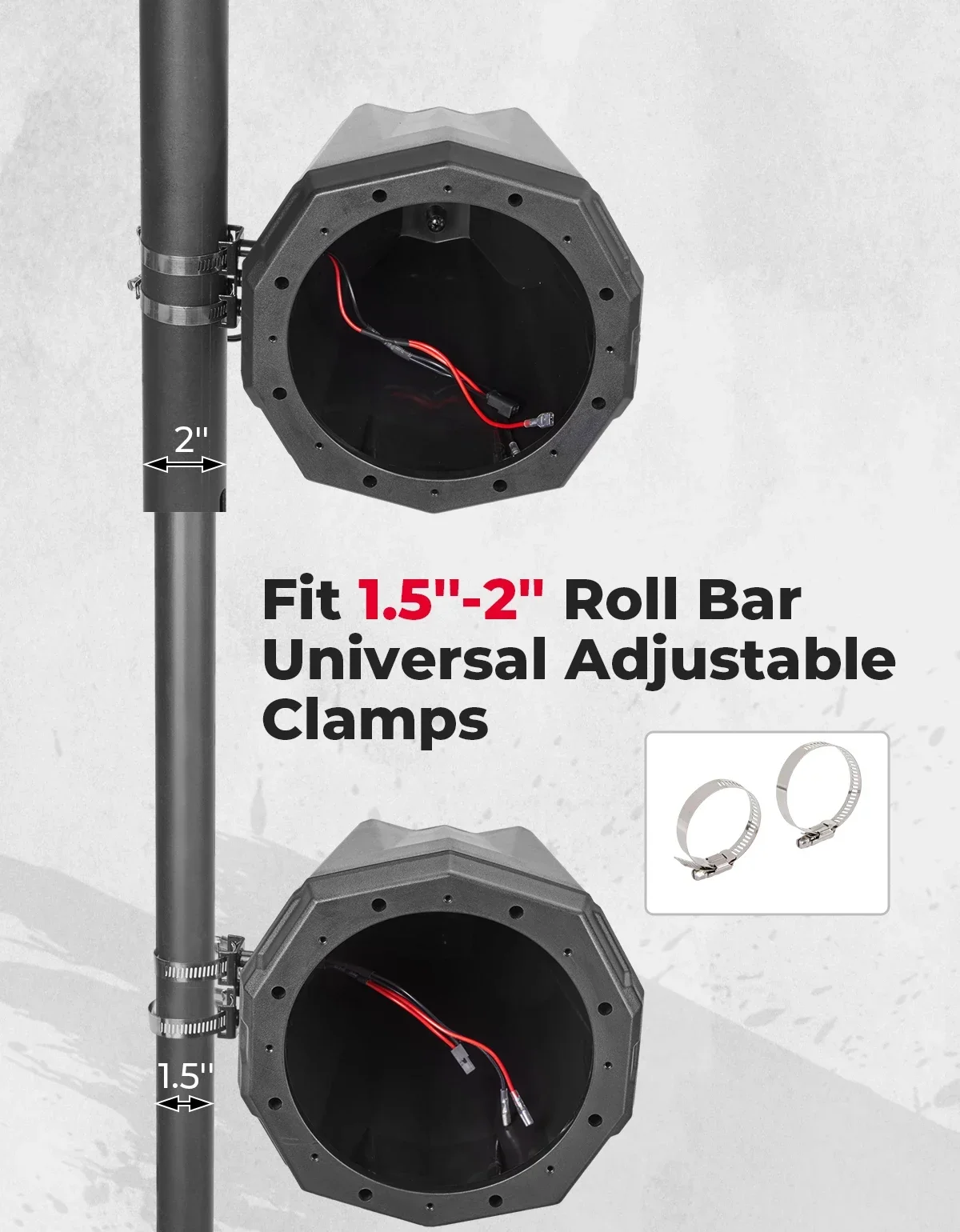 Universal Speaker Pod Enclosure, compatível com Polaris RZR, Can-Am Maverick X3, Yamaha, 1.5-2 "barras de rolo, UTV ATV, 8"