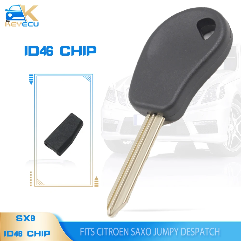 KEYECU Transponder Key With Chip ID46 Blank Blade SX9T for Citroen Saxo Jumpy Despatch Picasso C5 C6 Berlingo