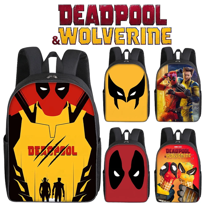 Deadpool i Wolverine Plecaki dla dzieci Plecak szkolny dla dzieci z nadrukiem kreskówkowym Torby szkolne o dużej pojemności Chłopcy Prezenty