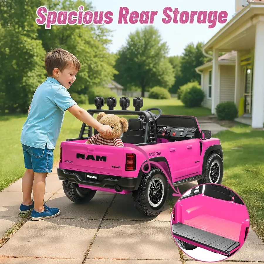 Auto elettrica per Ram 1500 RHO 24V con licenza Giocattoli da corsa per grandi alimentati a batteria con telecomando per genitori Luce LED/Musica/MP3