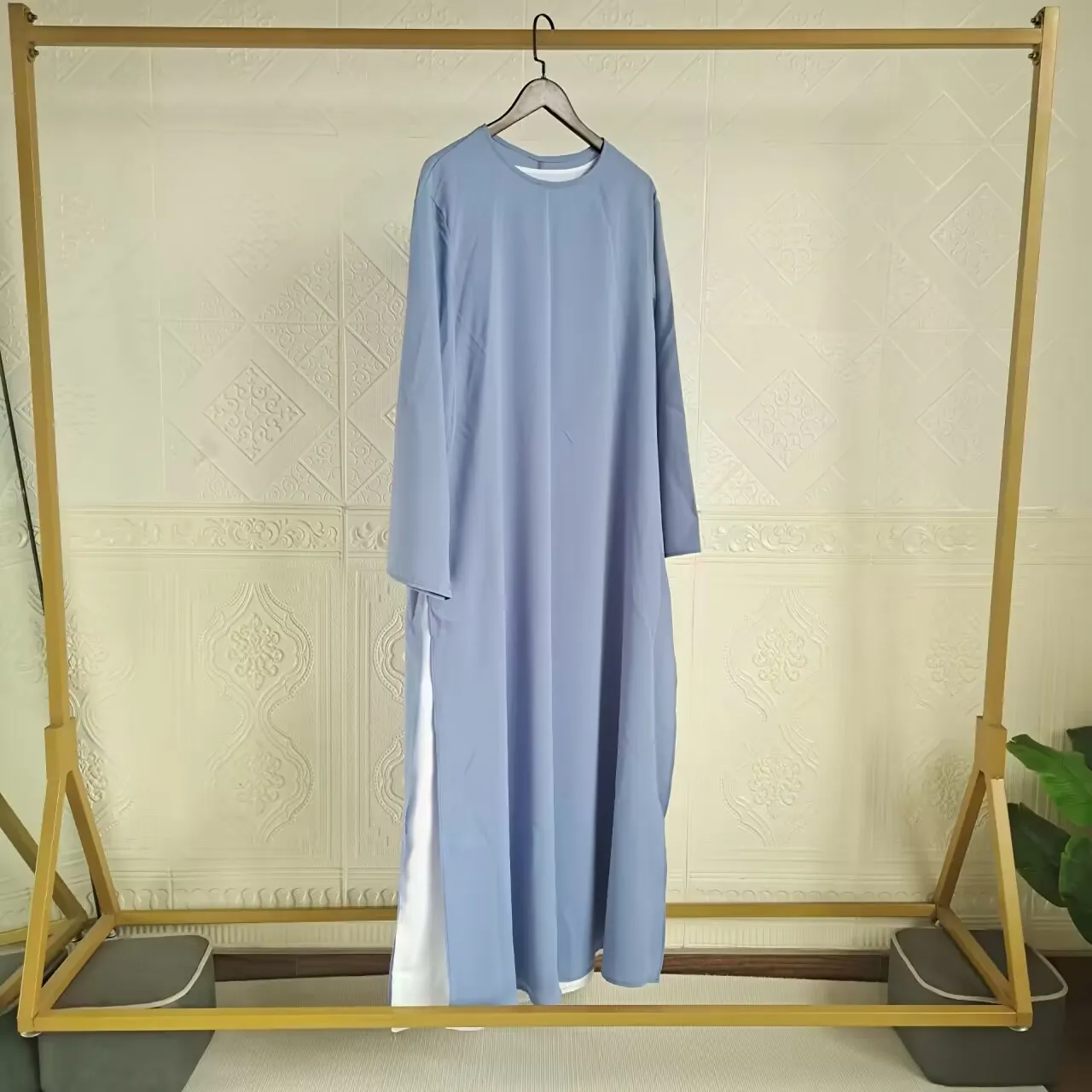 Ramadan Eid Prayer Two Piece Set Turkish Hijab Robe Muslim Abaya Inner Dress Dubai Loose Islamic Clothing Women Modest Outfits