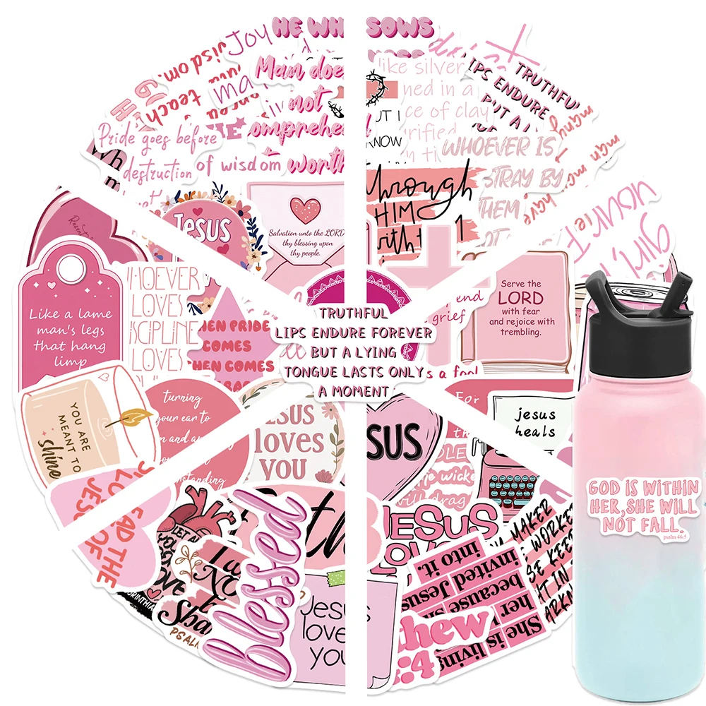 10/30/50pcs Cute Cartoon Pink Bible Jesus Stickers Decals DIY Laptop Fridge Phone Notebook Funny Stationery Sticker Kids Toys