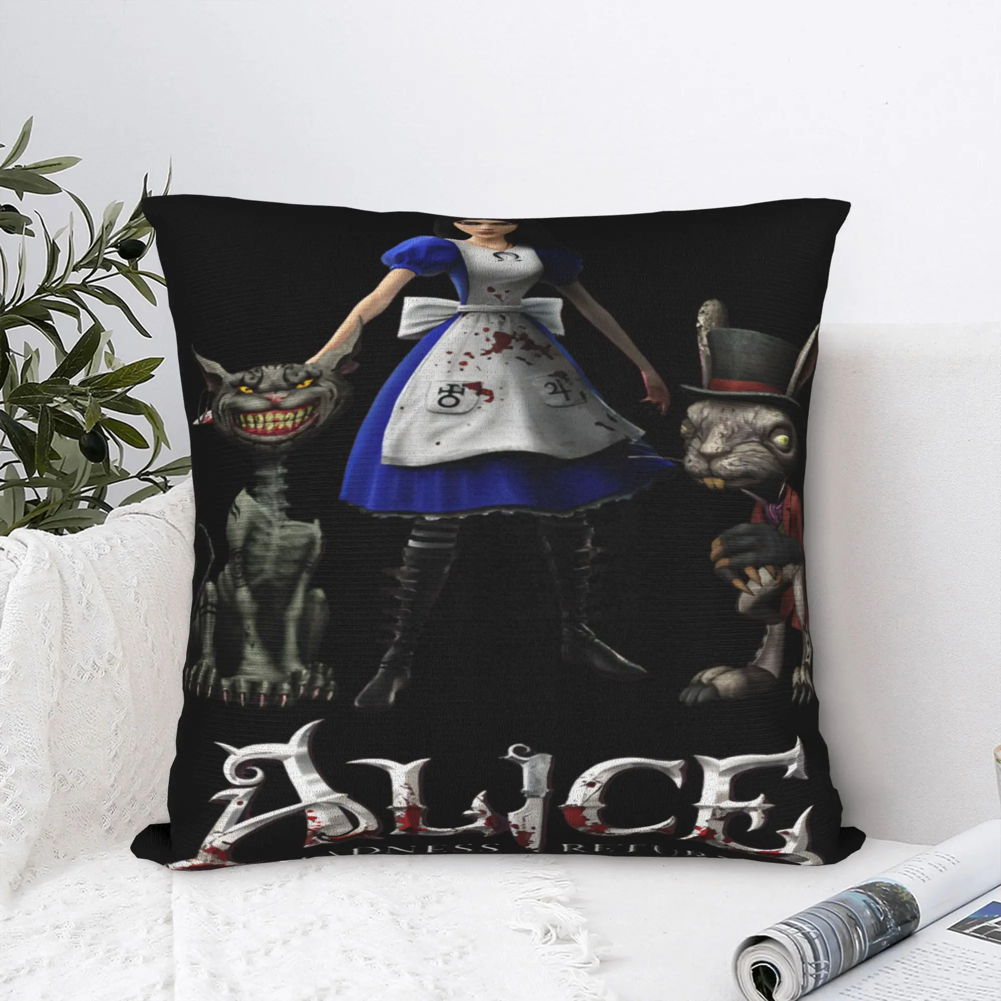 A-Alice Madness Returns Pillowcases Game  Kawaii Pillow Case For Wedding Party Home Decor Square Pillow Cover