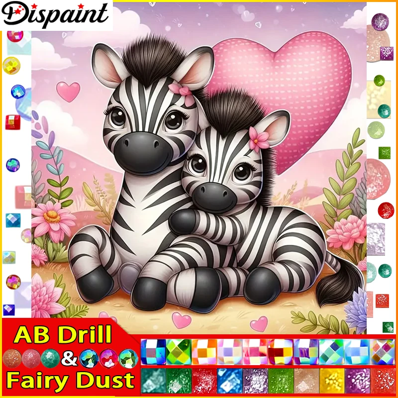 Dispaint Fairy Dust AB DIY 5D Diamond Painting "Zebra Animal" Full Diamond Embroidery Sale Picture Of Rhinestones For Festival