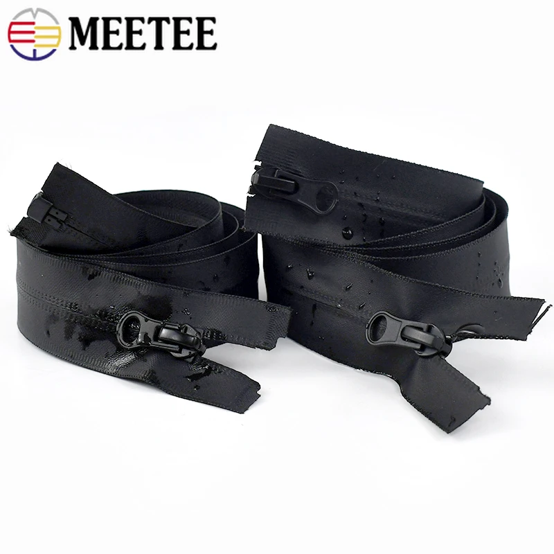 Meetee 2Pcs 60-100cm 5# Waterproof Nylon Zipper Double/Single Sliders Bag Clothing Invisible Zips Repair DIY Sewing Accessories