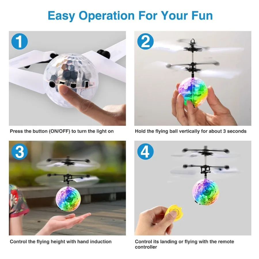 RC Bolas Voadoras Elétricas Indução Infravermelha Drone Helicóptero Bola LED Brinquedo Voador de Luz
