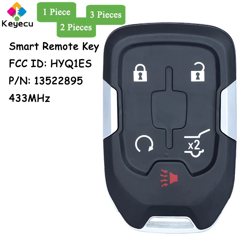 

KEYECU Replacement Smart Remote Control Car Key With 5 Buttons 433MHz for GMC Acadia 2021 2022 Fob FCC ID: HYQ1ES P/N: 13522895