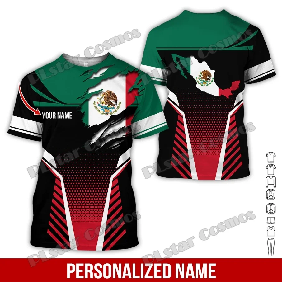 

Custom Name Mexico Flag and Coat Of Arms 3D All Over Printed Fashion Men's T-Shirt Summer Style Unisex Casual t shirt TTD37
