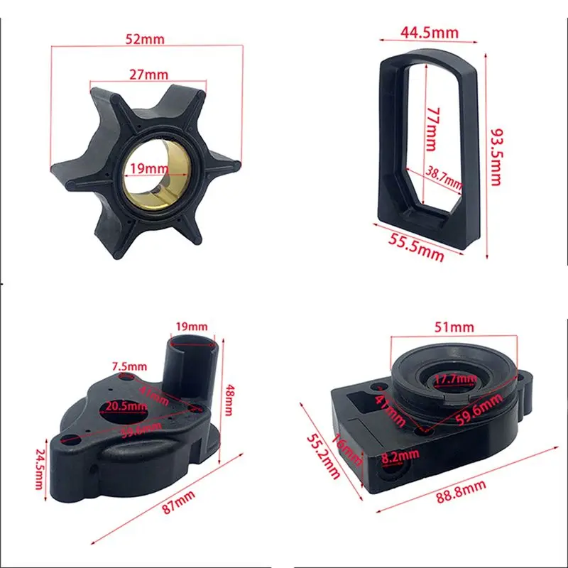 M49K-Water Pump Impeller Replacement Kit- For Mercury 30 35 40 45 50 60 65 70 Hp Outboard Motors 46-77177A3 18-3324 47-89983