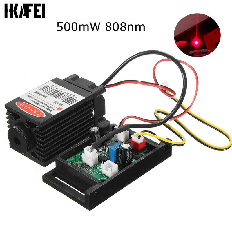 Focusable 500mw 808nm Infrared IR Laser Diode Dot Module 12V+ TTL+ Fan Cooling Laser Module DIY Kit For CNC Engraving Machine