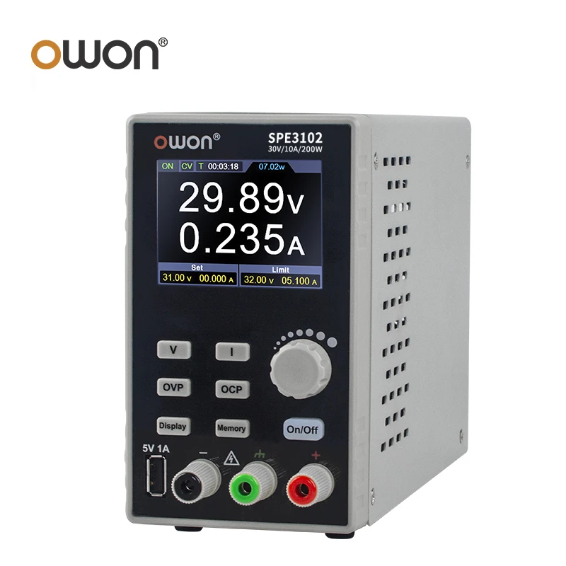 Imagem -04 - Owon Spe-fonte de Alimentação cc Programável Interruptor Regulador de Tensão Digital 200w 30v 10a 2.8 Lcd 10 ma Resolução 1ma Spe3102