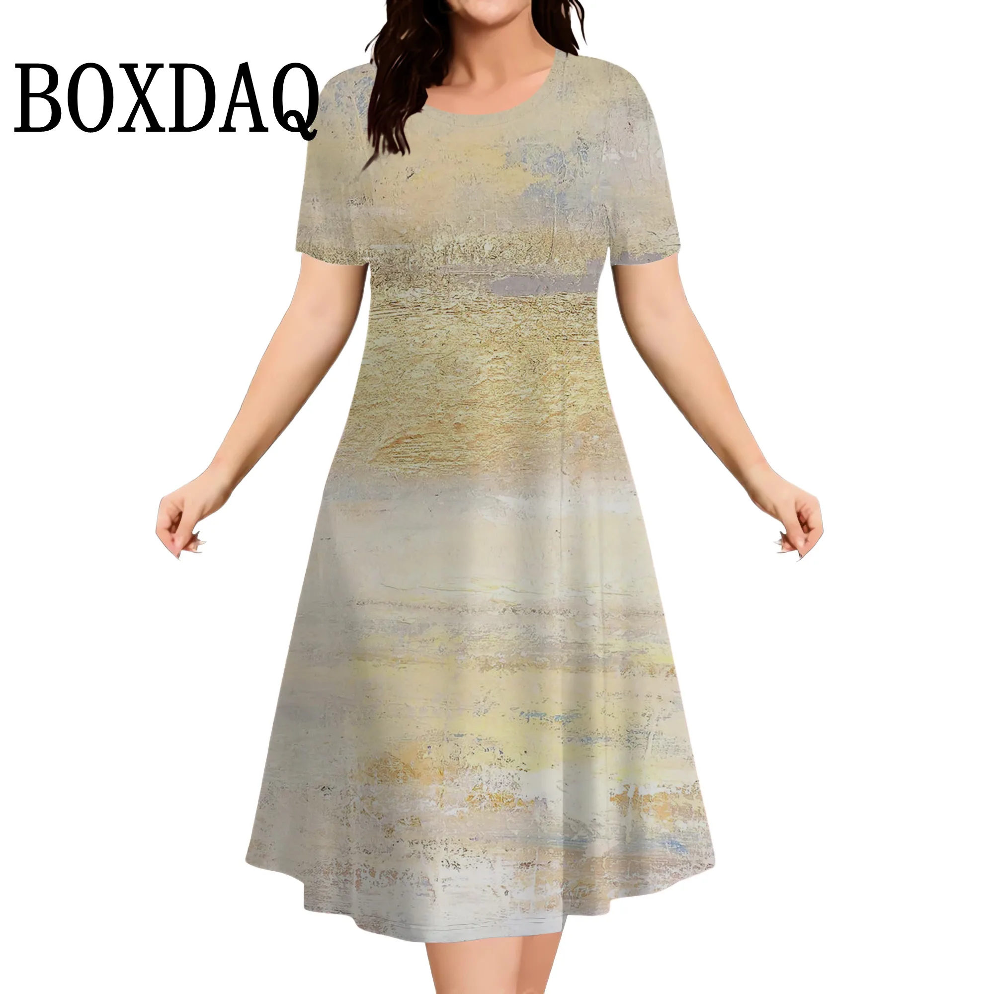 

Tie Dye 3D Print Dresses For Women 2025 Fashion Summer Loose Short Sleeve Dress Plus Size Casual Pullover Short Dress Large Size