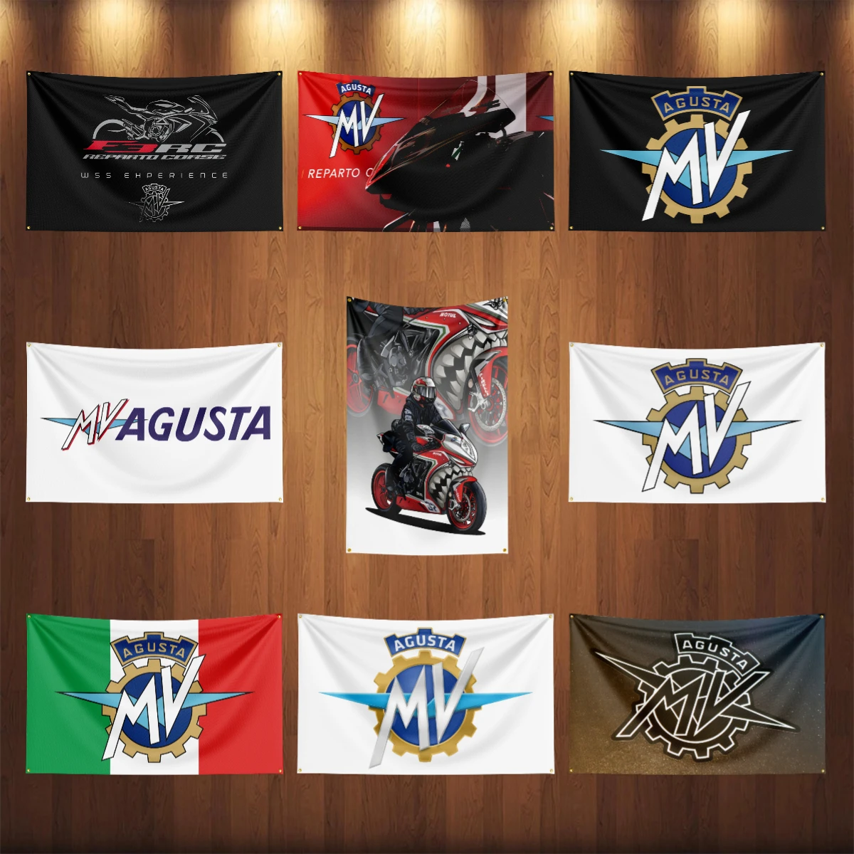 3x5 Ft Motorcycle MV Agustas Flag Polyester Digital Printing Banner for Garage Wall Art Out Door Decoration With Brass Grommets