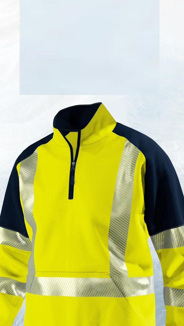 Men Hi Vis Viz Safety tops Security Pullover Hoodies High Visibility Workwear Warm fleece Reflective Sweatshirt Jacket Winter