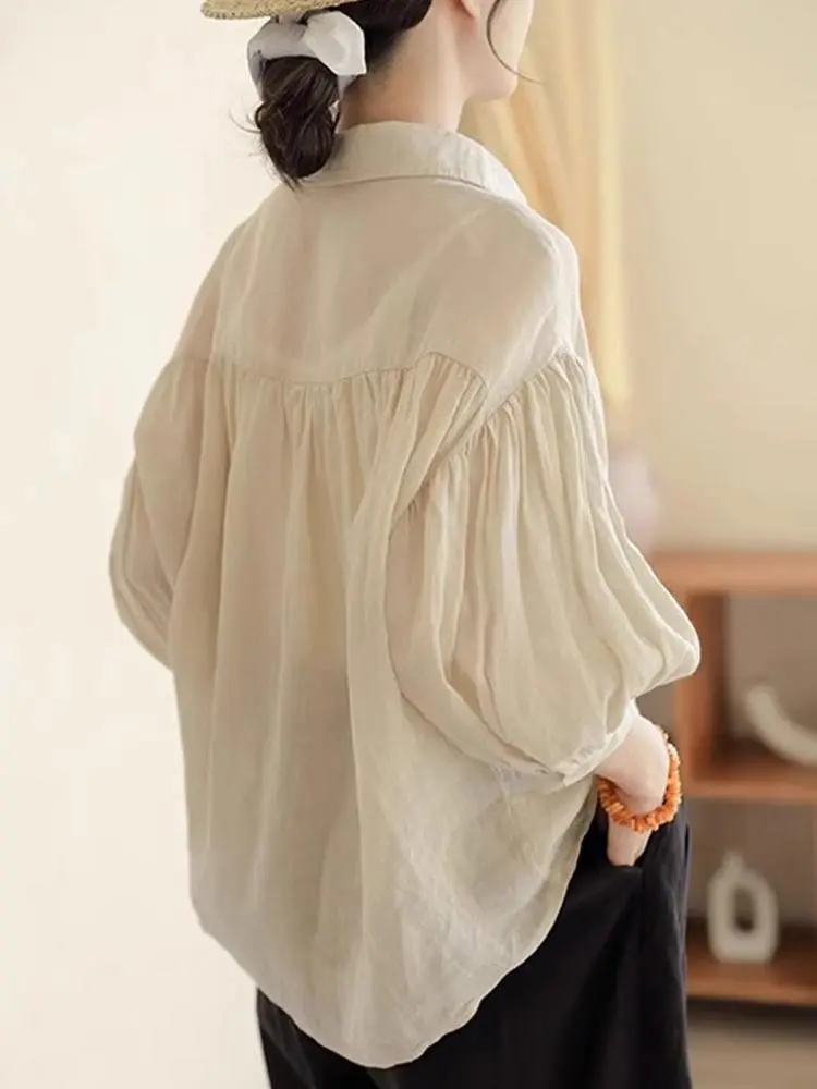 

Ele Simple Color Chiffon irt Comfortable Skin-friendly Summer Faion Casual Women's Top Korean Sle Straight Cut