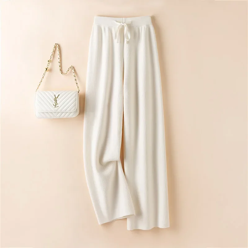 Women's long pants, wide leg pants, 2024 Spring and Autumn New Knitted Loose and Slim Slimming Fashion Pants A738