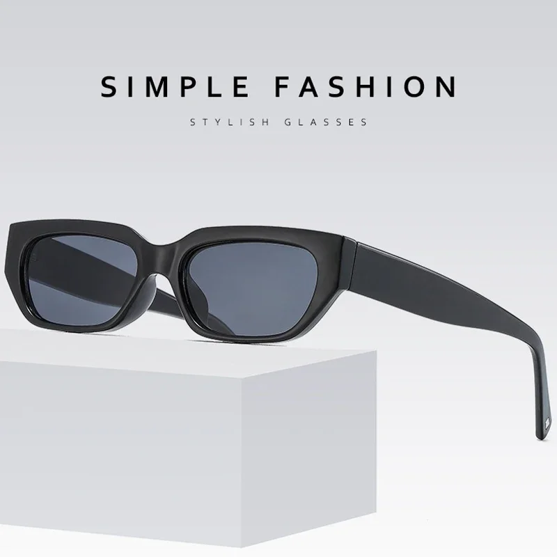 

2025 Retro Small Frame Square Wide And Narrow Sunglasses Men's Candy Color Sunscreen Sunglasses JH3081