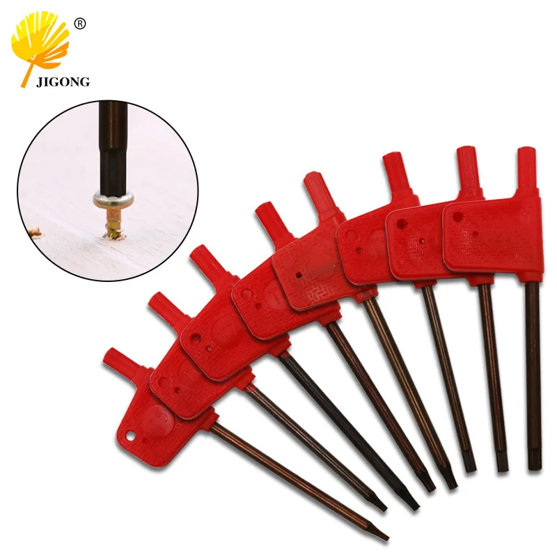 Numerical control tool accessories, red flag type plum wrench high strength torsional force T type wrench plum screw dismantling