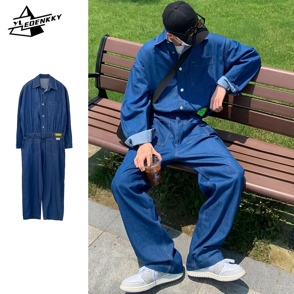 

Cargo Denim Jumpsuits Men Women Korean Hip-hop Loose Sets INS High Street Oversize Couple Jeans Autumn Casual Fashion Jumpsuits