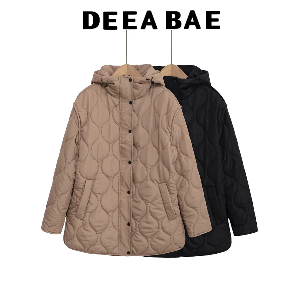 

DEEABAE осенняя новая женская одежда, простая и модная водонепроницаемая хлопковая куртка с длинными рукавами и карманами с капюшоном