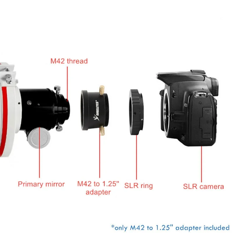 Переходник M42 «мама» на 1,25 дюйма с адаптером телескопа с наружной резьбой M42 для зрительной трубы/телескопа для фотографии
