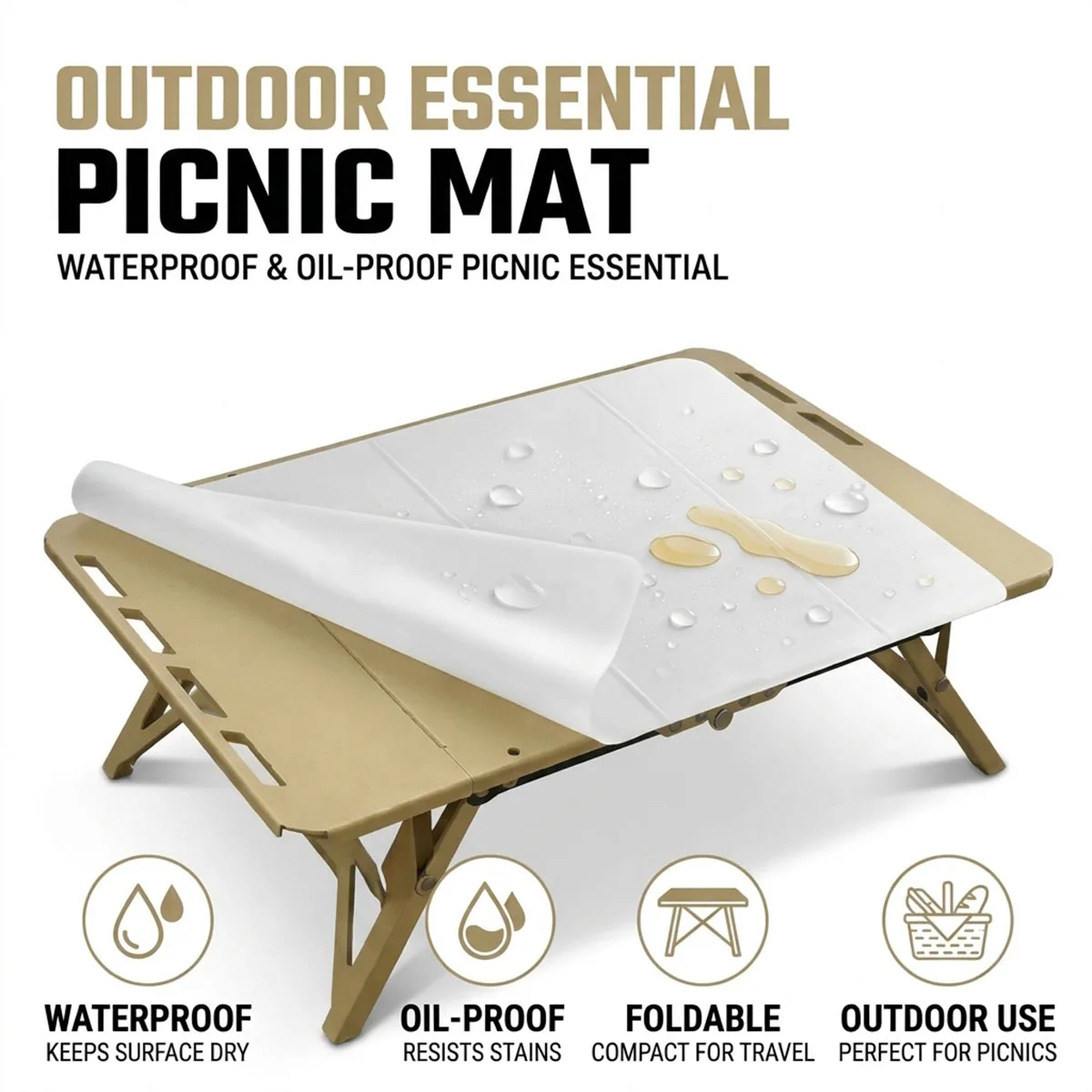Outdoor Portable Dining Table Mat Waterproof Camping Placemat Lightweight Picnic Pad for Travel Hiking BBQ Kitchen Accessories