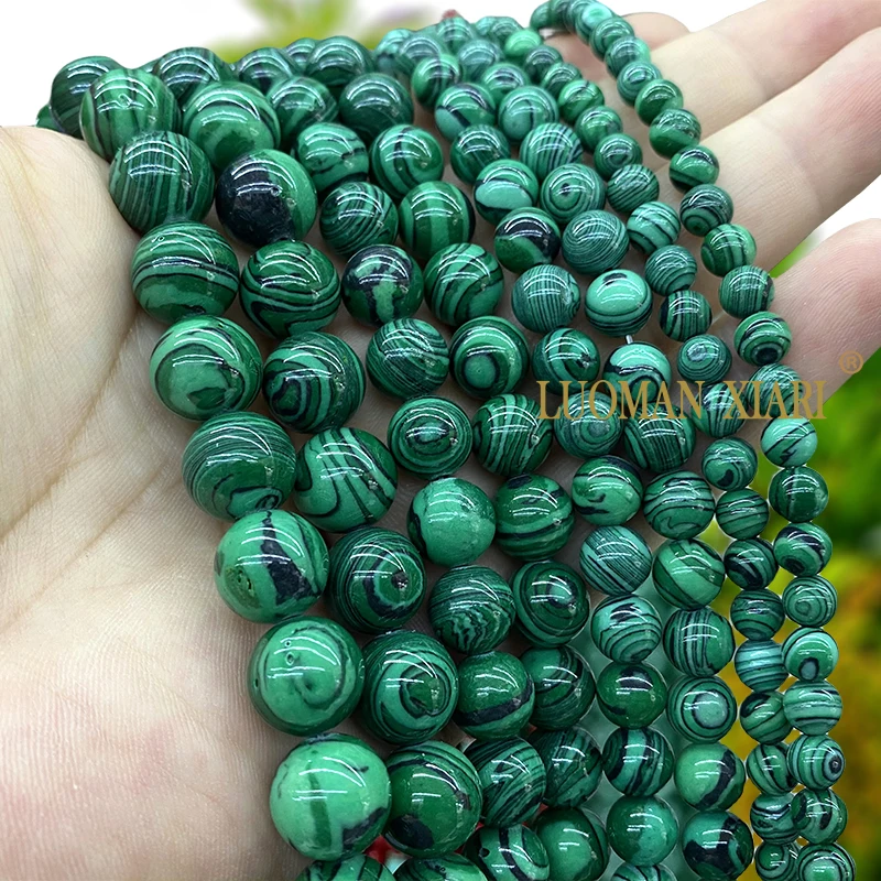 6-12MM Malachite Persian Jade Beads Natural Stone Loose Round Spacer Beads for Jewelry Making DIY Bracelet Charms Accessories