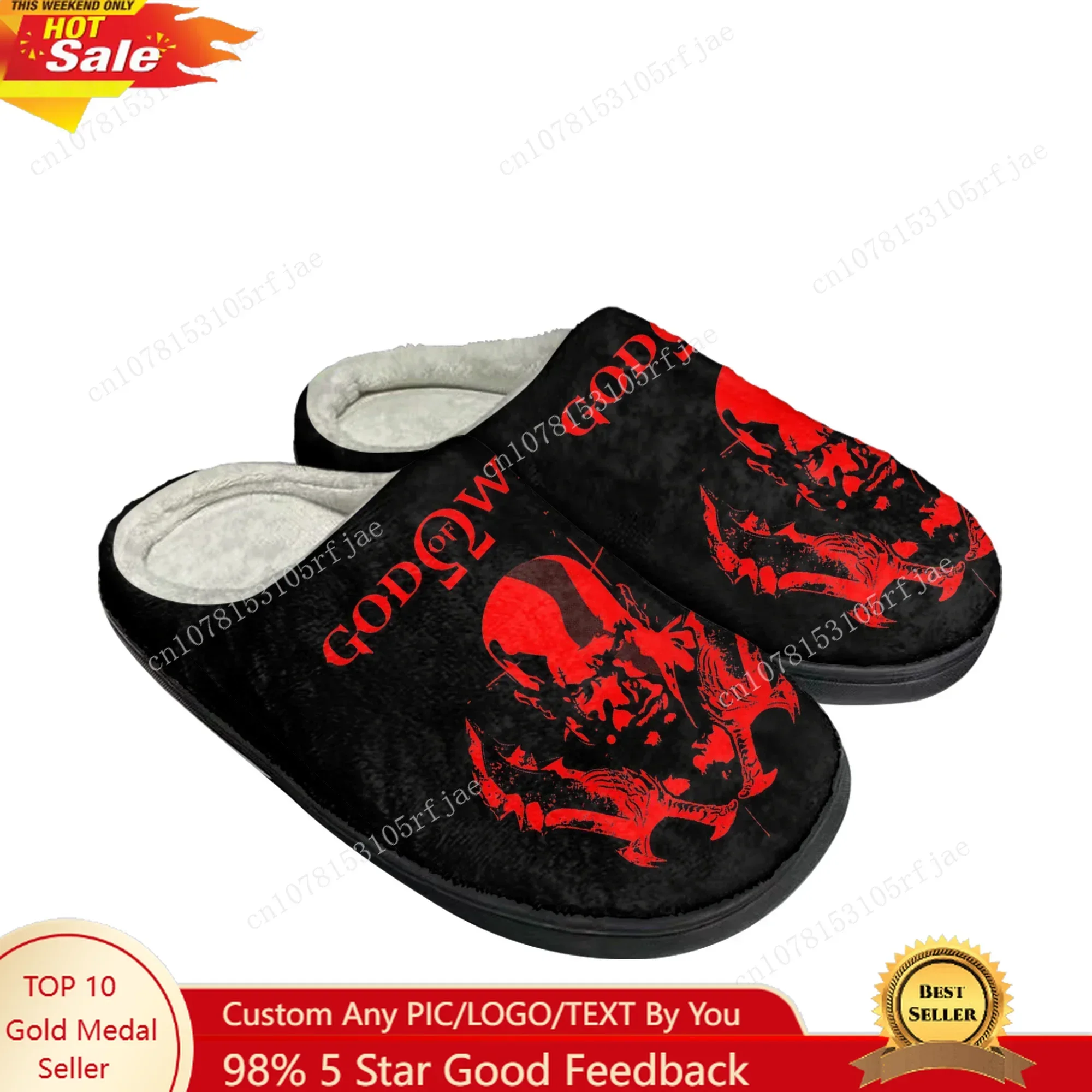 

God of War Custom Home Cotton Slippers Men Women Teenager Cartoon Game Plush Bedroom Casual Keep Warm Shoes Tailor Made Slipper
