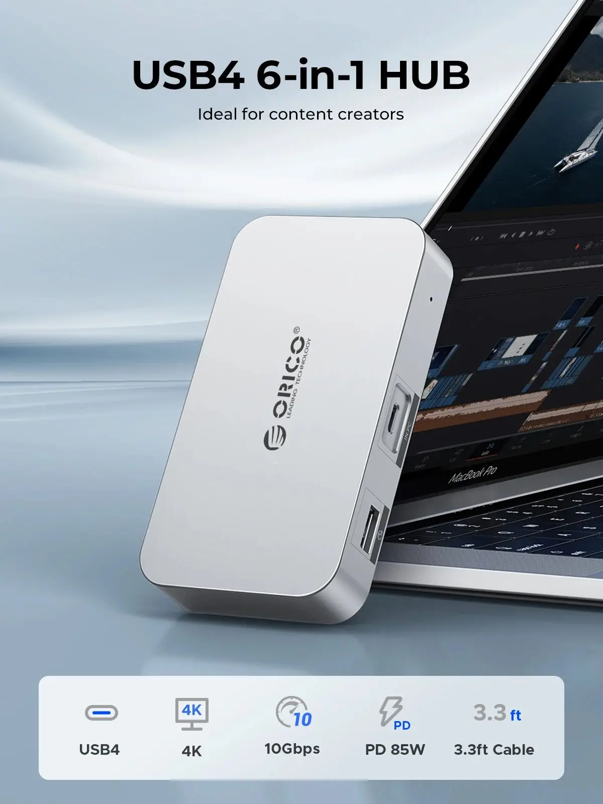 ORICO-HUB USB 4 para MacBook Pro, Mac OS, Windows, 40G, PD85W, 8K @ 30Hz, 5K @ 60Hz, 4K @ 60Hz