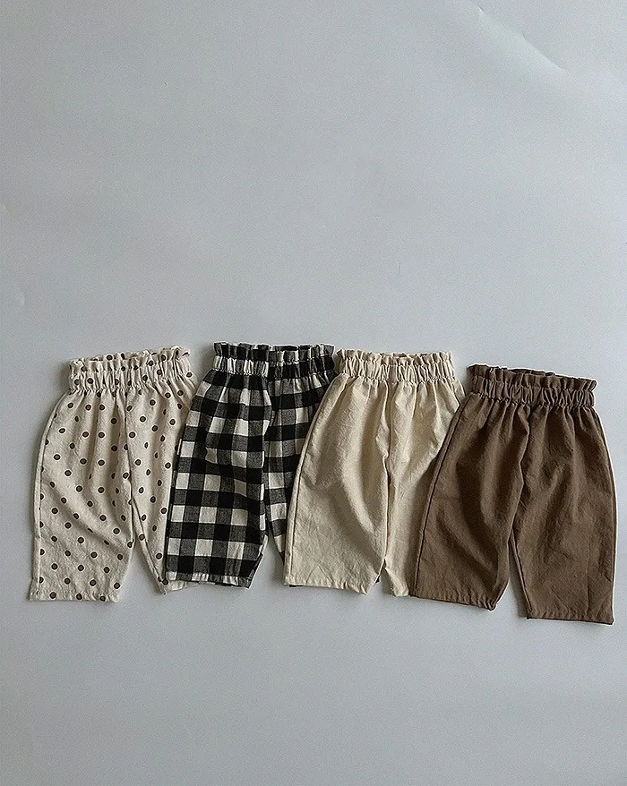 2024 Summer New Baby Casual Pants Thin Cotton Children Loose Trousers Fashion Girls High Waist Harem Pants Children Boys Pants