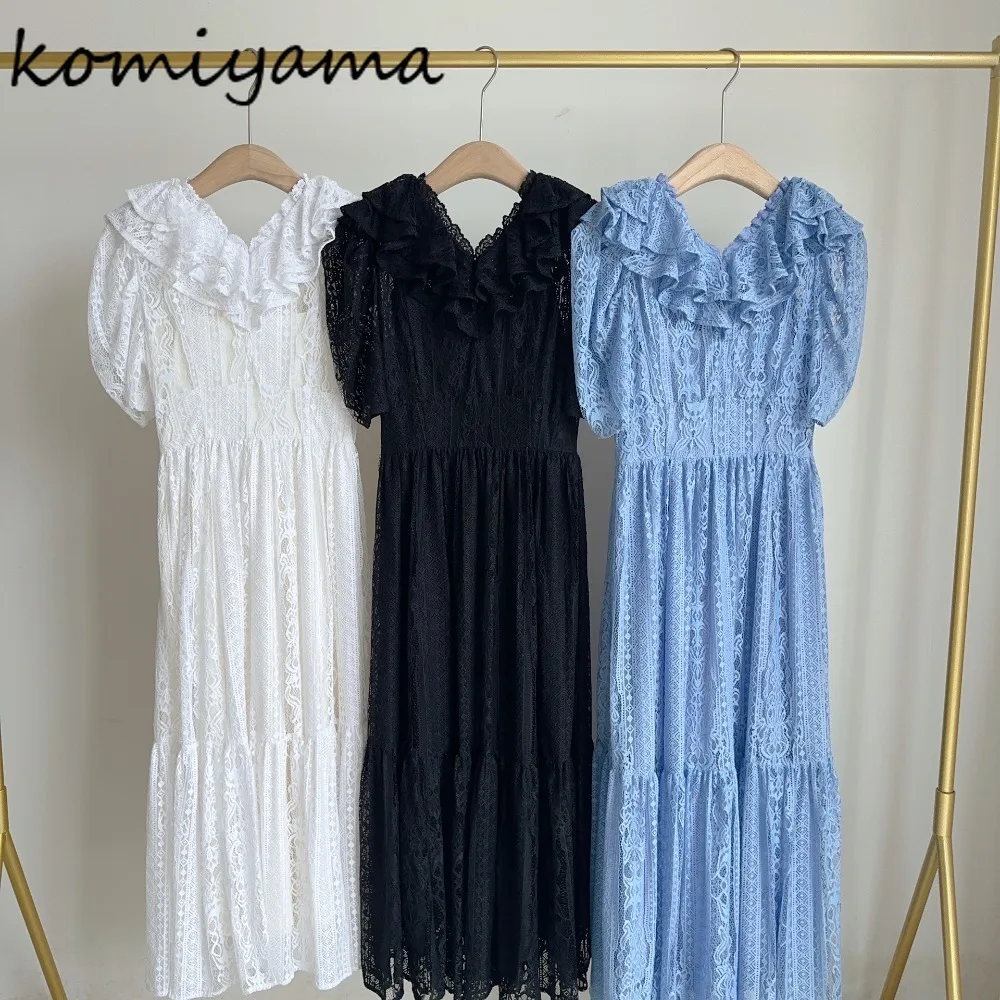 

V-neck Fungus 2025 Vestidos Bubble Sleeve Dress Japan Spliced Lace Dresses Woman Tunic Robe Summer Fresh Sweet Ropa De Mujer