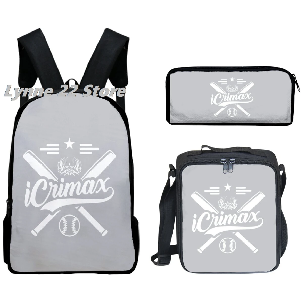 Icrimax Merch 배낭 학교 가방, 점심 도시락 가방, 필통, 3 개/세트, 2024 신상 핫 세일