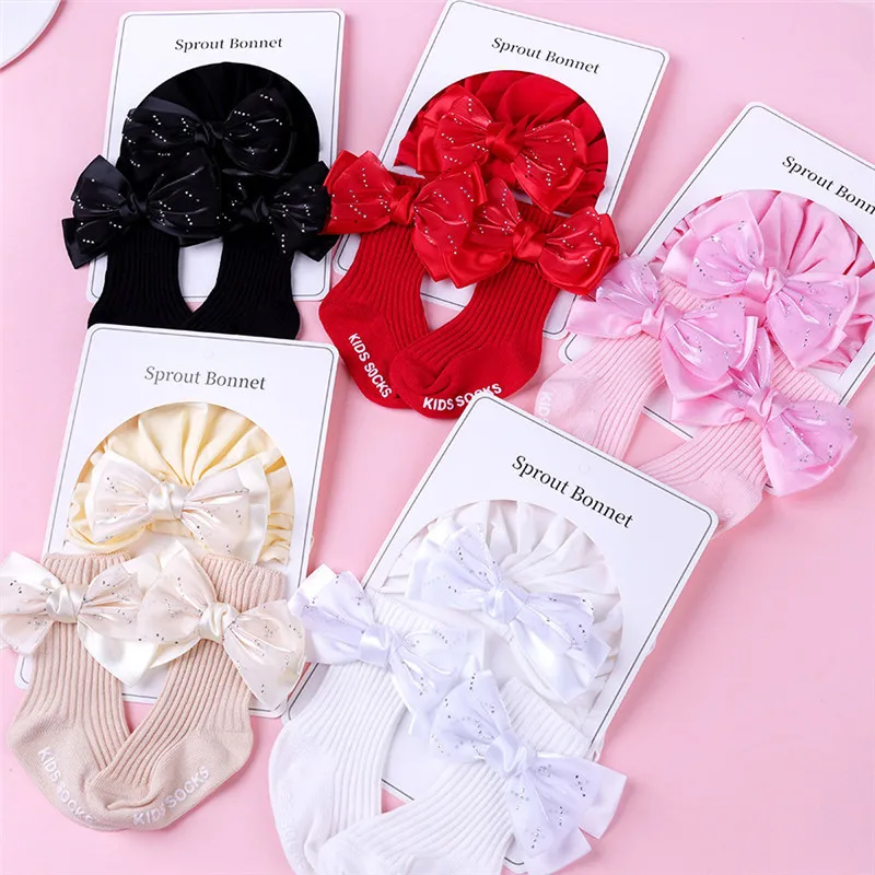 

Baby Hat Socks Sets for Infant Toddler Non Slip Breathable Soft Socks