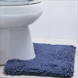 Soft Pluch Toilet Mat Absorbent Chenille U Shaped Bath Mat Non Slip Bathroom Rug Shaggy Shower Mats Machine Wash Thicken Carpet