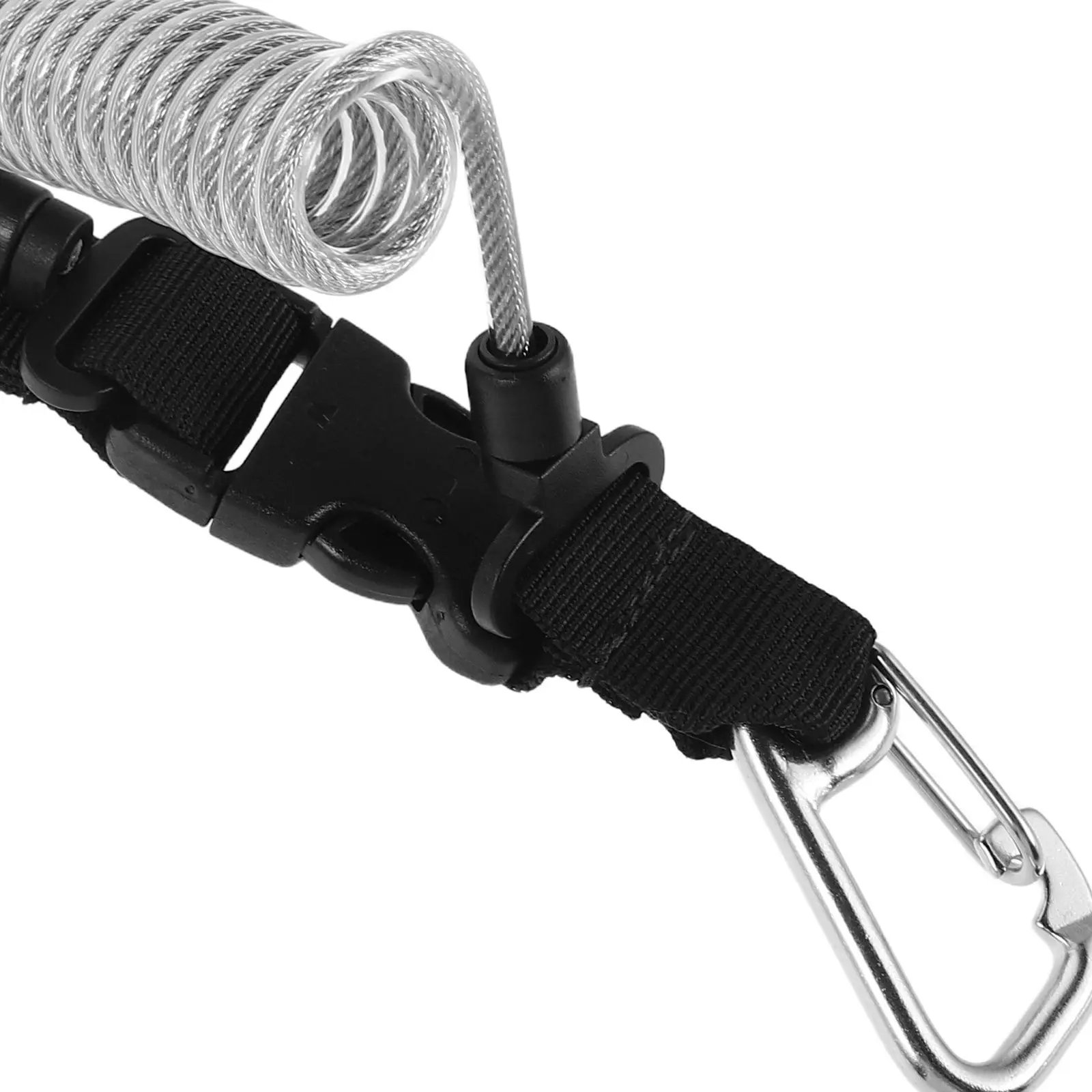 Scuba Diving Lanyard Anti-Lost Elastic Tether with Stainless Steel Quick Release Buckle Retractable Coil Design for Underwater