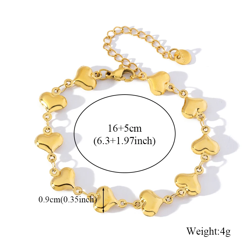 EILIECK 316L Edelstahl Herzförmige Perlenkette Armband-Set Modischer Goldfarbener Wasserdichter Schmuck für Frauen Mädchen Geschenk – Detail 9