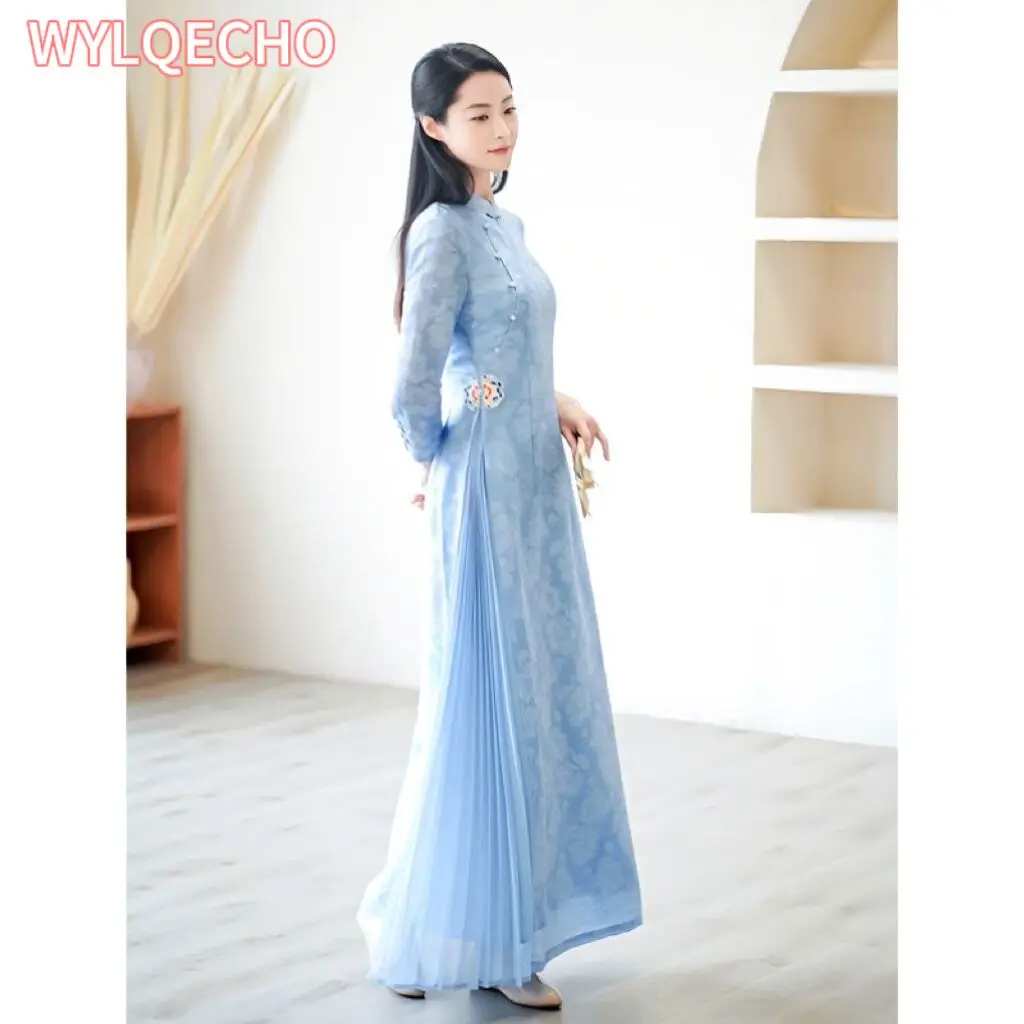 

Modified Style Cheongsam Young Simple Elegant Retro Chinese Style Modern Long Qipao High-end Oriental Wedding Party Floral Dress