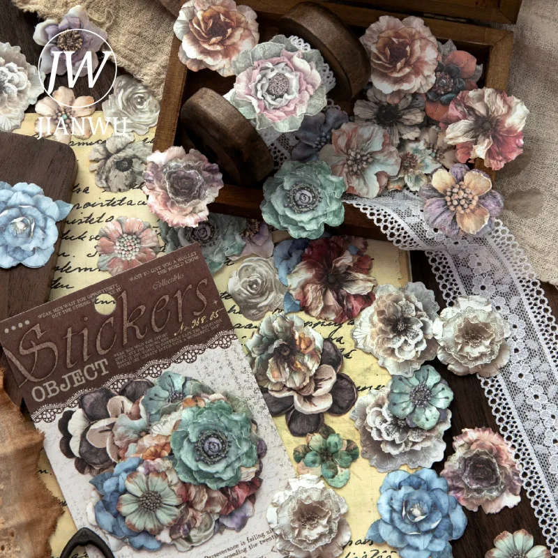 JIANWU Collect Small Things Series Vintage Flower Item Landscape Material Collage Sticker Creative DIY Journal Stationery