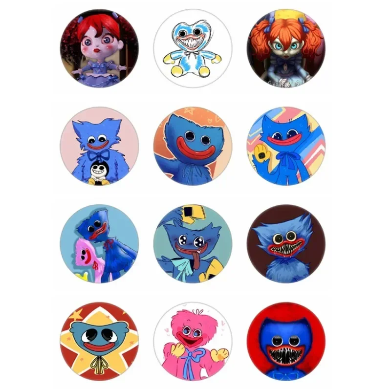 44MM Kawaii Game Poppy Playtimes Series 12PCS Badge Cute Cartoon Character Creativity HD Printing Tinplate Badge Gift
