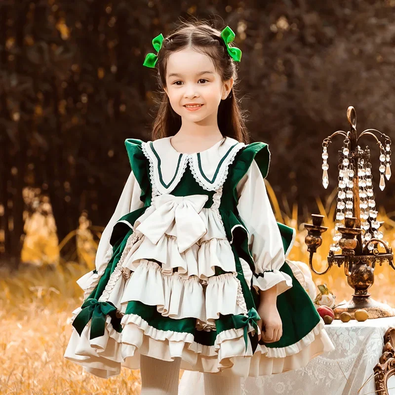 2025 bebê menina lolita vestidos de princesa crianças roupas de veludo vestido de baile da criança meninas vestido de natal infantil brithday vestidos