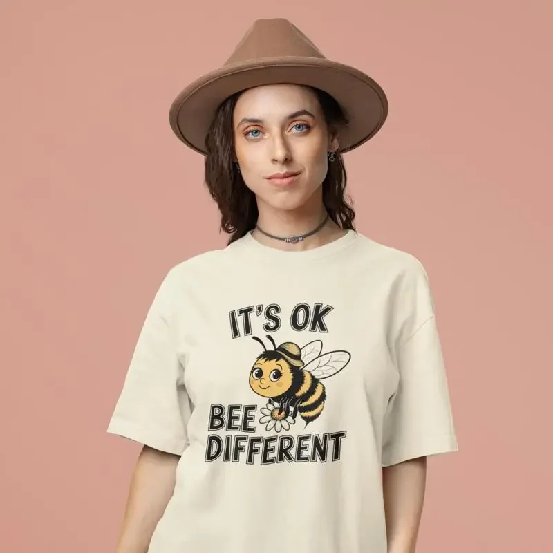 It's OK Bee Different T shirt Bumble Sand 17