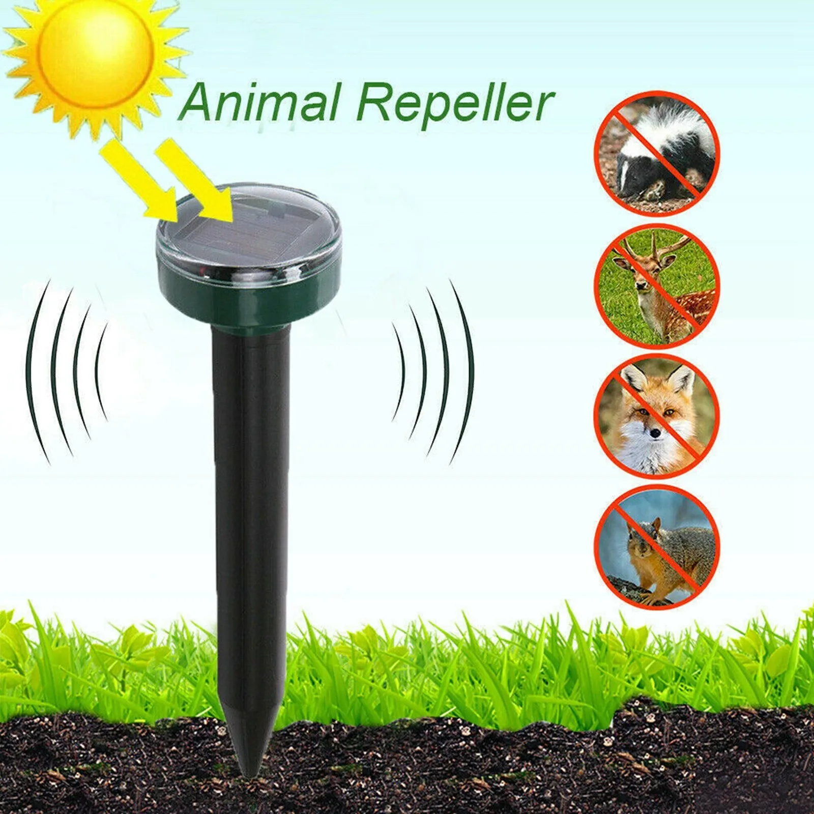 4-piece Solar Garden Ground Plug Driver Outdoor Garden Solar Driver Ultrasound driven rat extermination and rat catching househo