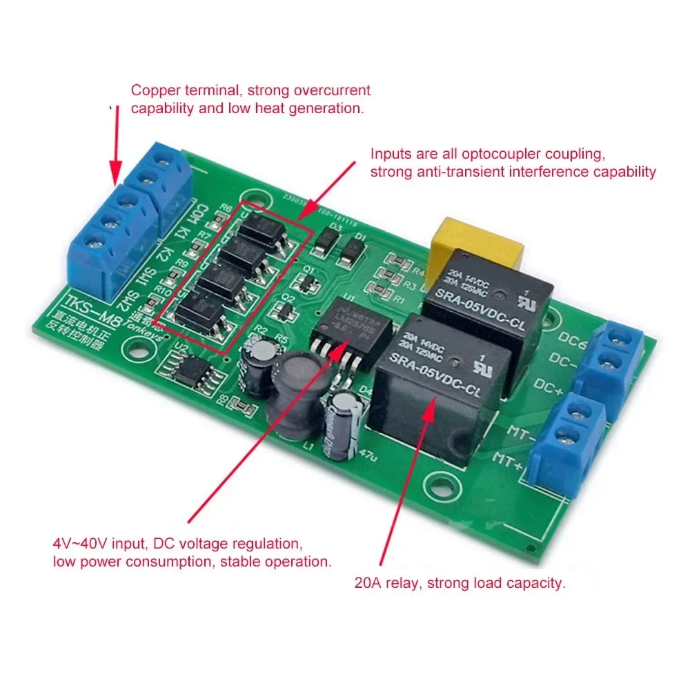 NEW DC 6V 12V 24V DC Motor Forward and Reverse Controller 20A High Current Driver Lifting Control Board For arduino