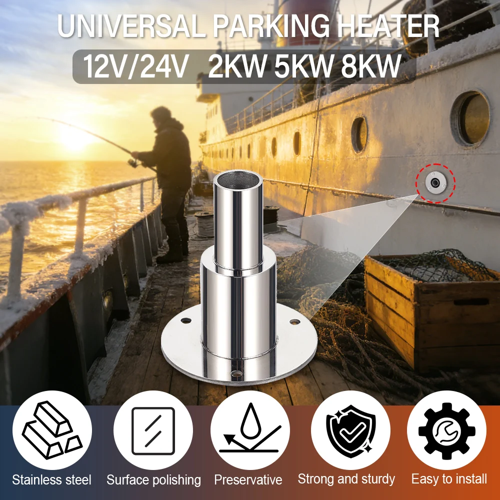 24mm 304 Stainless Steel Diesel Parking Heater Exhaust Pipe Connector Kit Waterproof For 12V 24V 2KW 5KW 8KW Parking Heater