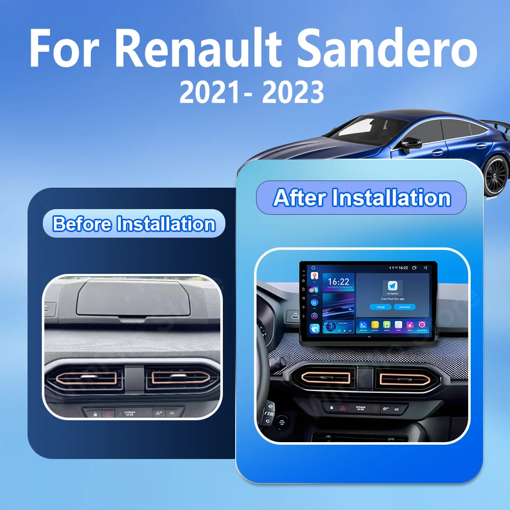 Android 16 Carpaly  For Renault Sandero 2021 2022 2023 Auto Multimedia Video Player Wireless Carplay Radio Navigation GPS WIFI