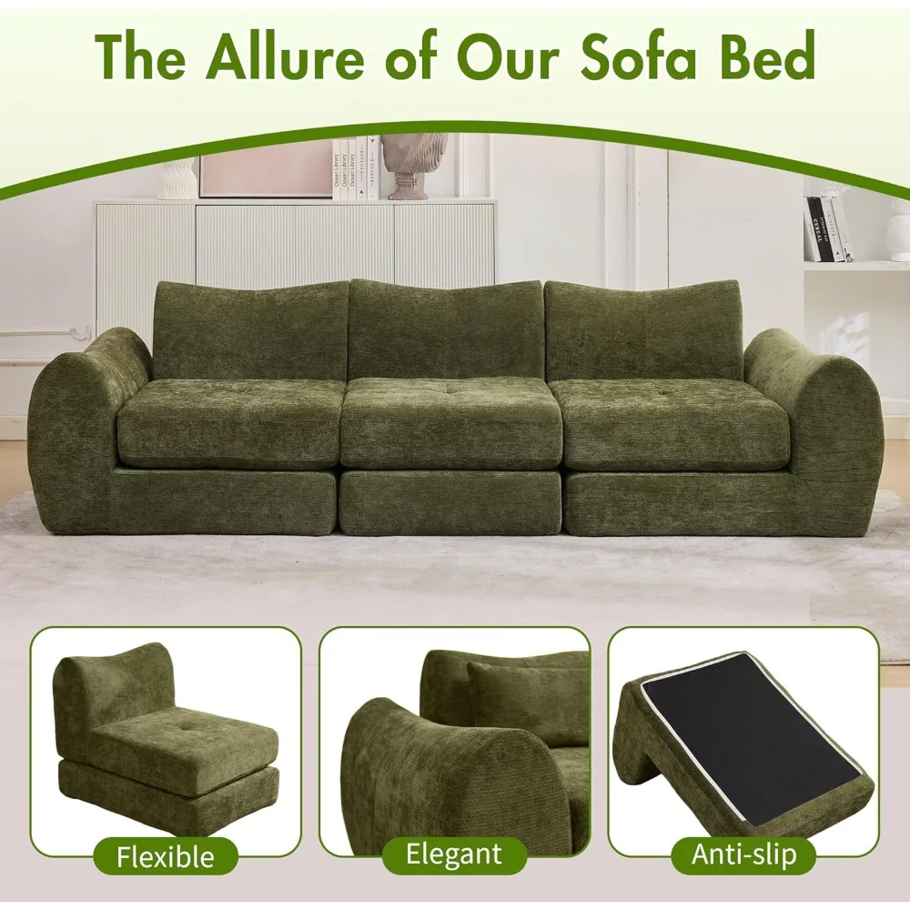 أريكة سحابة مقسمة مقاس 101.6 بوصة، أريكة بدون عظم للأرضية، سرير أريكة قابل للتحويل 4 في 1، أريكة وسادة معيارية #4