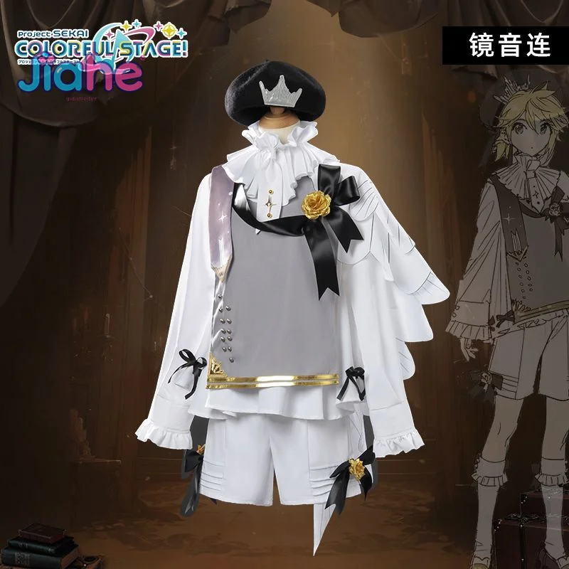 

Kagamin Len Anime Miku Cosplay Len Costume 2025 Symphony Orchestra Coat shorts tie hat accessory Halloween men women casual set