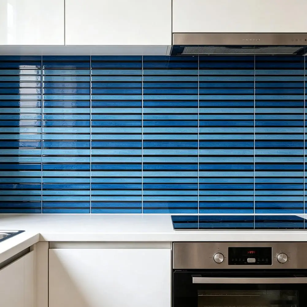Diy Wall Renovation Sticker 2 Pcs Peel Stick Backsplash Tiles Wood Grating Stripe Self-adhesive Wallpaper Waterproof for Kitchen