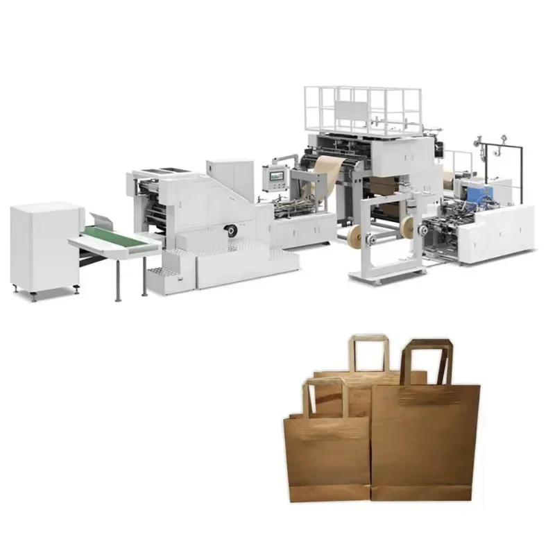 Automatic Handle Paper Bag Sticking Machines Tissue Food Kraft Paper Bag Hot Sealing Making Machine