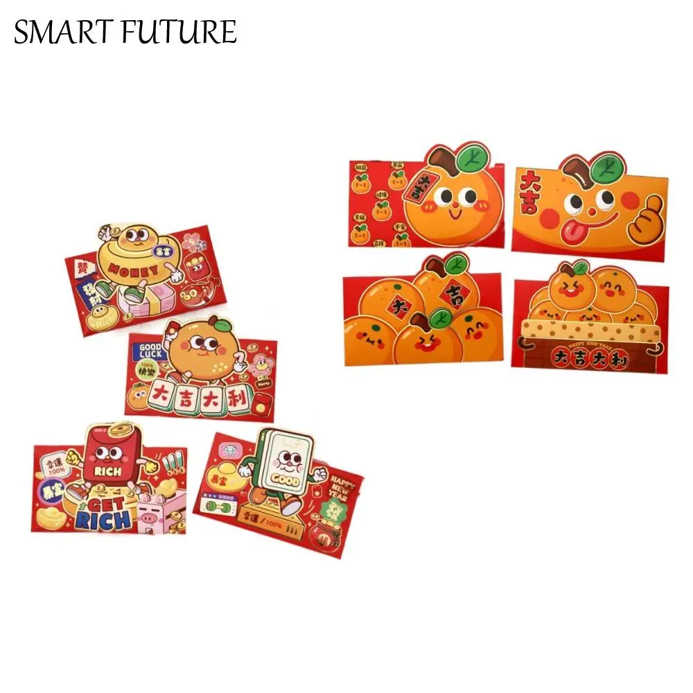 

8Pcs Chinese 2025 Year Red Envelope Blessing Spring Festival 3D New Year Red Packet Best Wishes HongBao Lucky Red Pockets